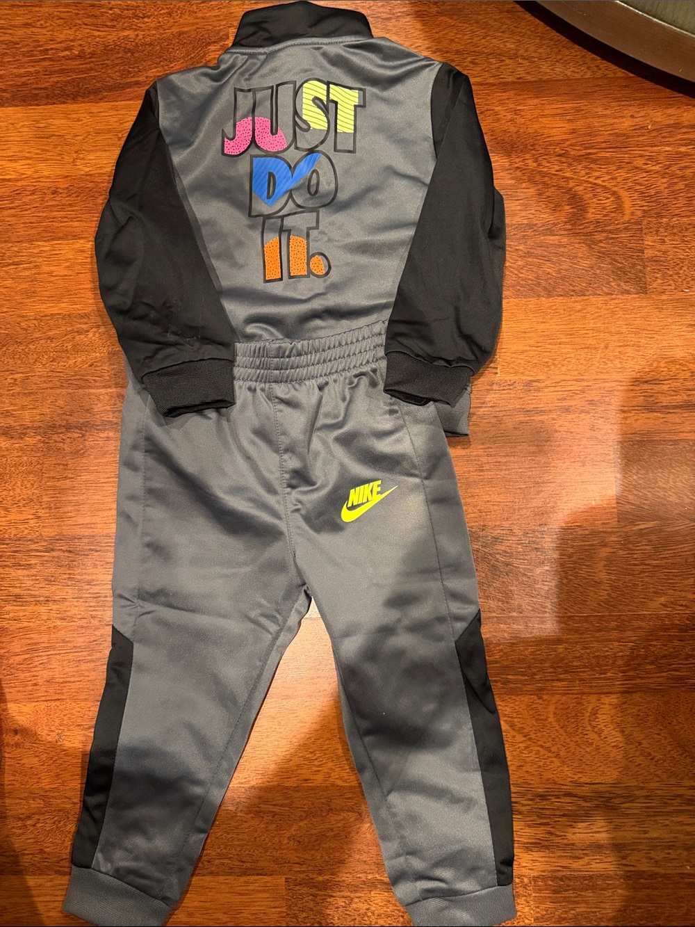 Nike Kids Gray & Black Jogger Set with Neon Yellow Swoosh